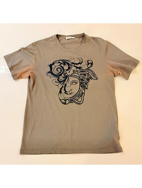 Versace Collection Beige Graphic Print T-Shirt